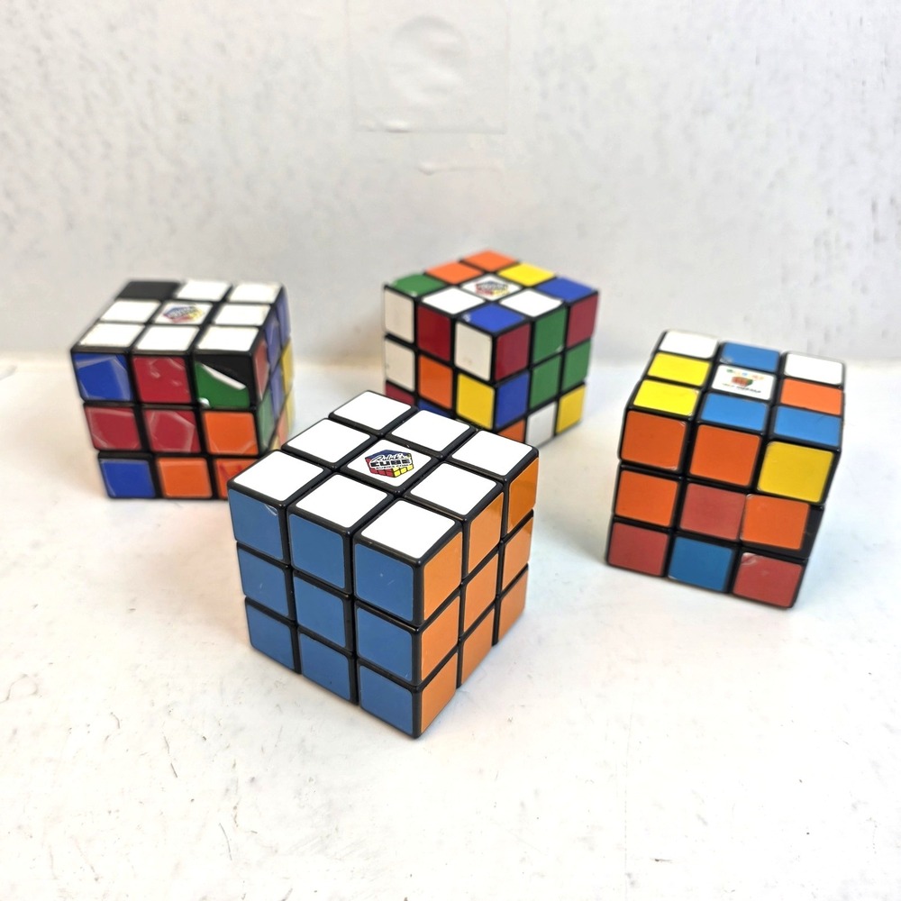 Lot of 4 Rubiks Cube 3x3 Original Puzzle Game Multi Color Classic Brain‎ Teaser